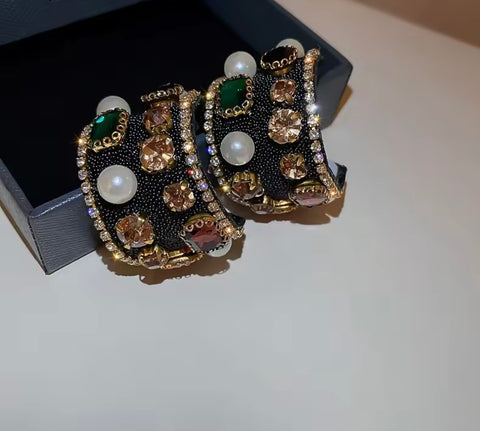 Half Hoop Bedazzled Earrings
