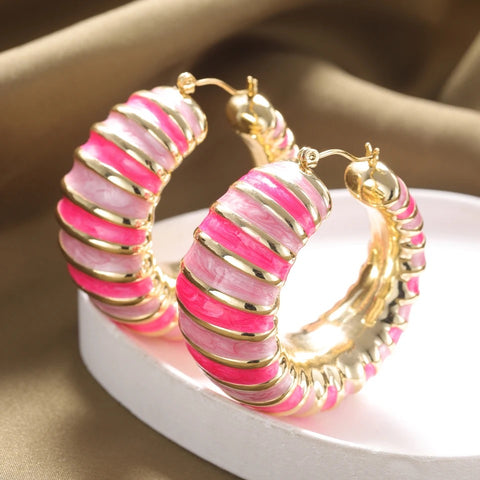 Pink Large Drop Earrings