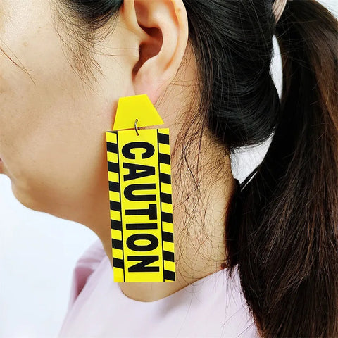 Caution Long Earrings