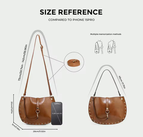 Studded Crescent Saddle Bag
