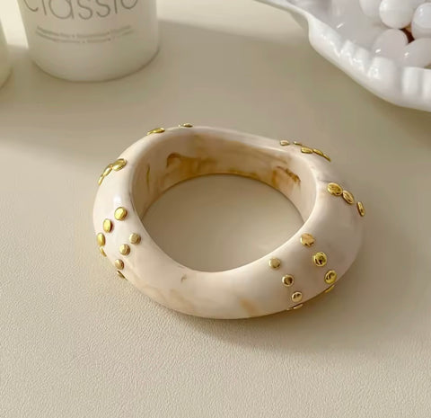 Bohemian Gold Studded Acrylic Bracelet