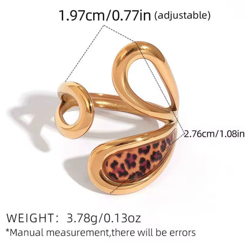 Gold Leopard Print Ring Set