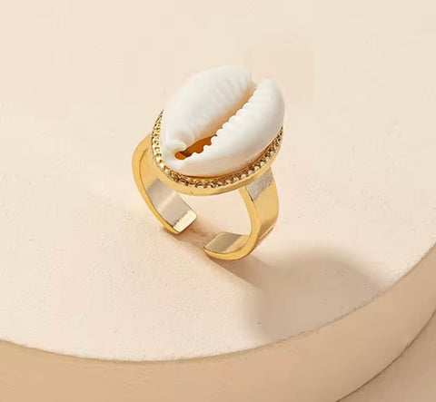 Gold Cowrie Shell Ring