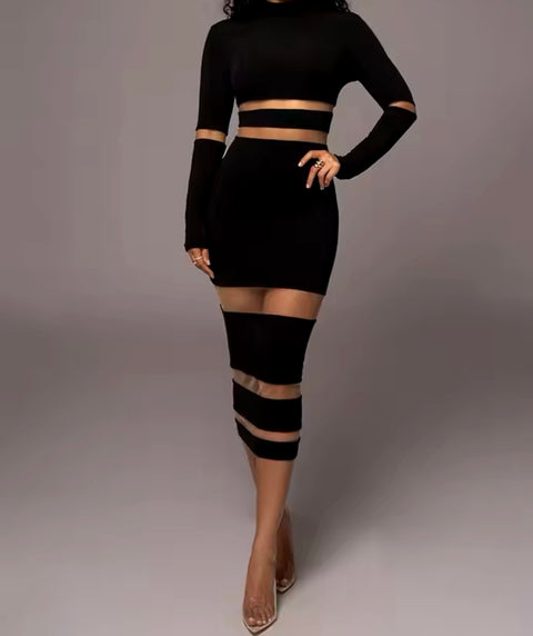 Black Bodycon Long Sleeve Dress