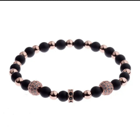 Copper Ball Round Stone Beads Bracelet