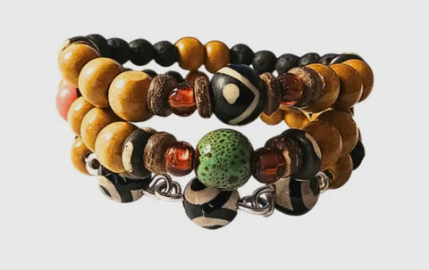 3-pc Bohemian Black and Brown Bracelet Set