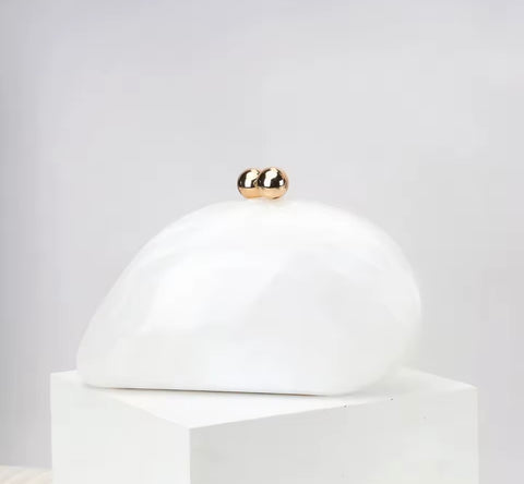 White Acrylic Shell Clutch