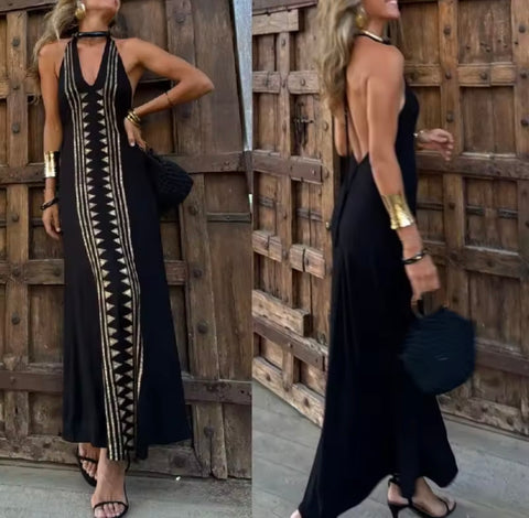 Black and Gold Maxi Dress