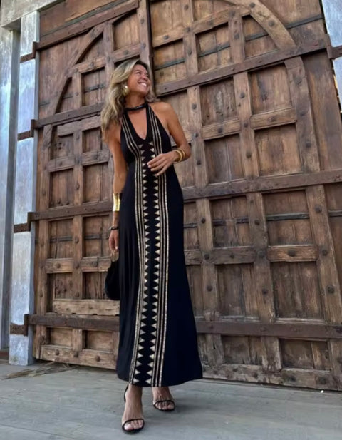 Black and Gold Maxi Dress