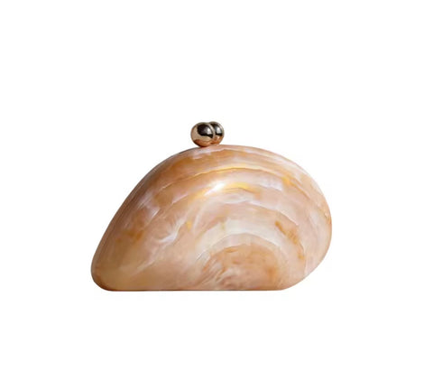 Gold and White Acrylic Shell Clutch