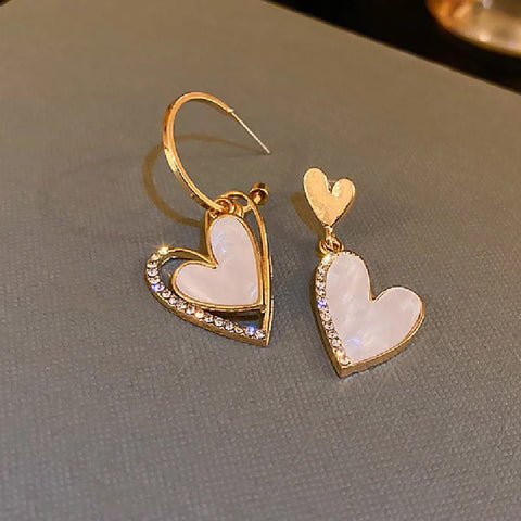 Crystal Drop Heart Earrings