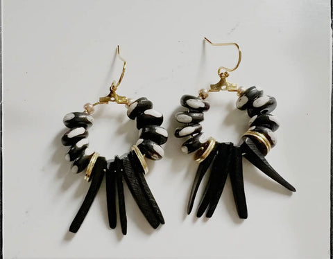 Polka Dot Bone Beaded Earrings