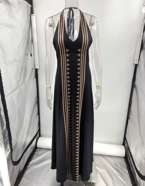 Black and Gold Maxi Dress