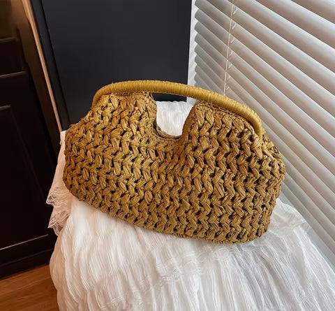 Woven Straw Clutch Bag