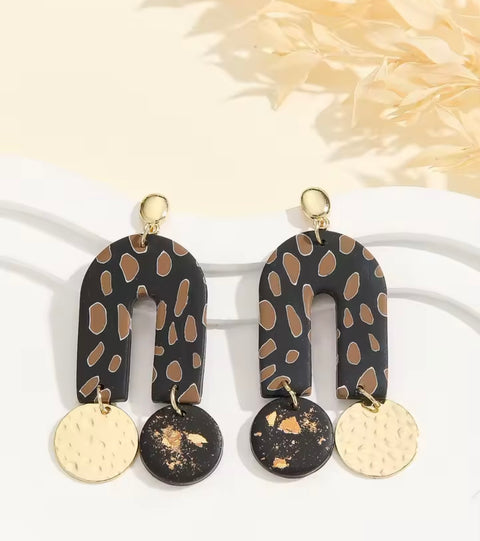 Black and Gold Arch Earrings