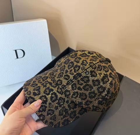 Leopard Print Rhinestone Hat