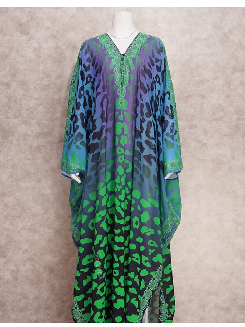 Leopard Print Long Kaftan