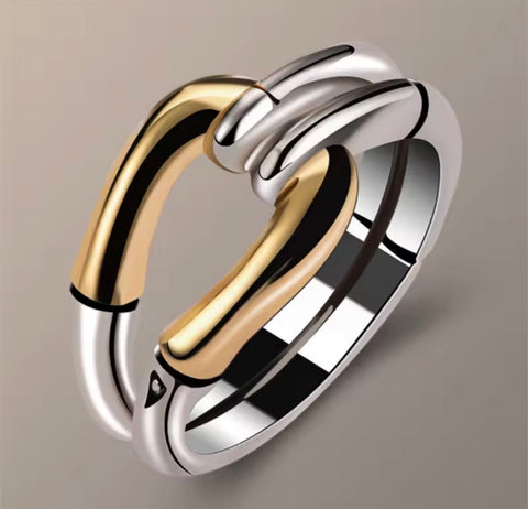 Two-Tone Geometric Style Ring