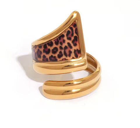 Gold Leopard Print Ring Set