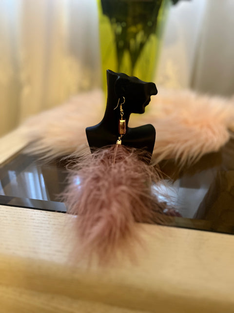 Pink Fur Earrings