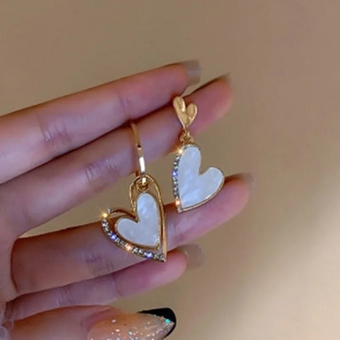 Crystal Drop Heart Earrings