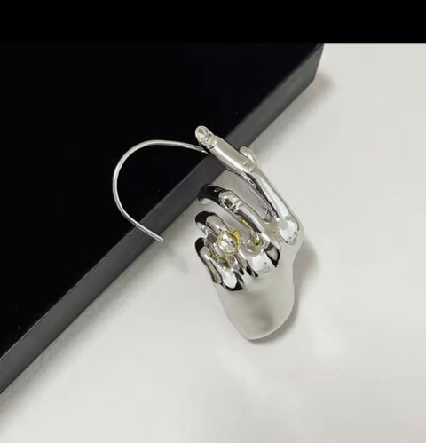 Silver Hand Ear Cuff Earring