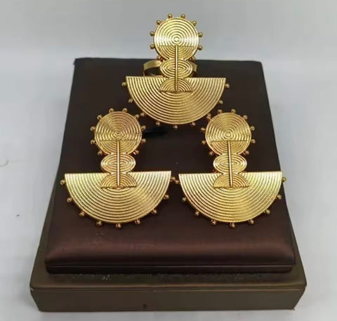Geometric Tribal Style Earring and Ring Set