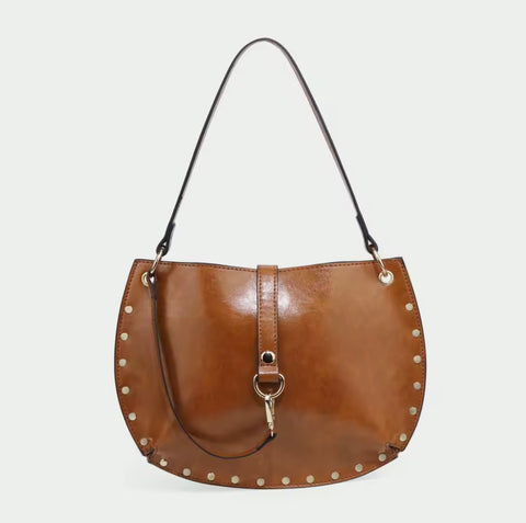 Studded Crescent Saddle Bag