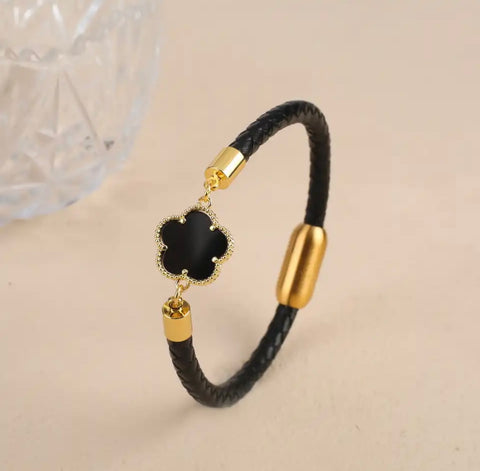 Natural Stone Five Leaf Flower Bracelet