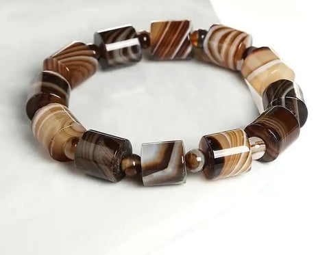 Genuine Natural Coffee Lace Agate Bracelet