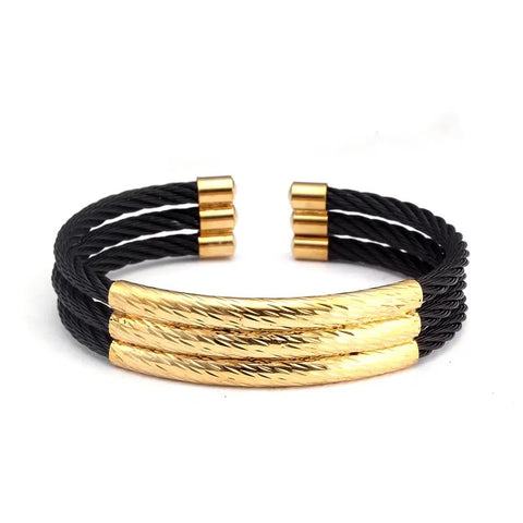 Men’s 3 Layer Stainless Steel Cuff Bracelet