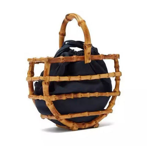 Half Moon Bamboo Top Handle Bag