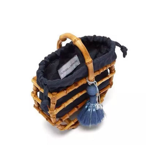 Half Moon Bamboo Top Handle Bag