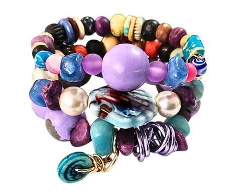 Purple Rain Beaded Bracelet Set