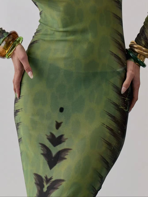 Green an Black Envy Maxi Dress