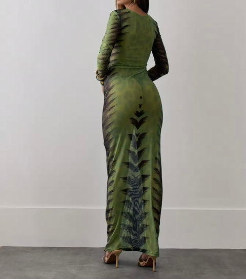 Green an Black Envy Maxi Dress