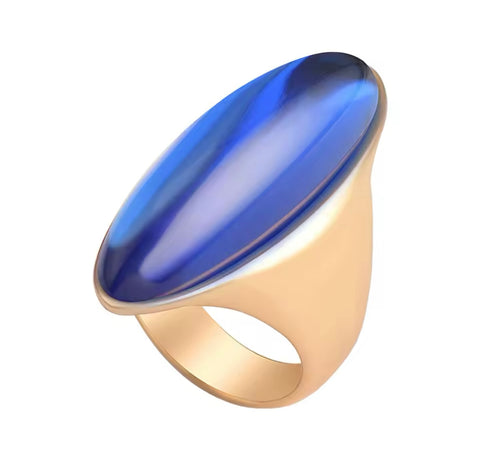 Gold Blue Jazz Crystal Ring