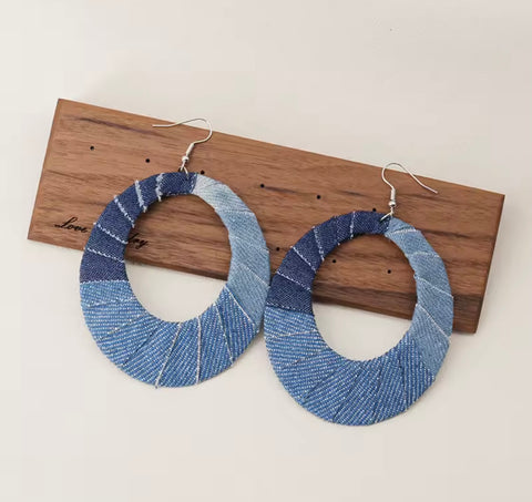 Blue Jeans Oval Earrings