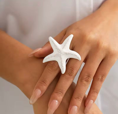 White Starfish Ring