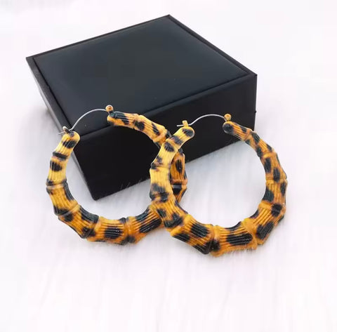 Leopard Bamboo Earrings