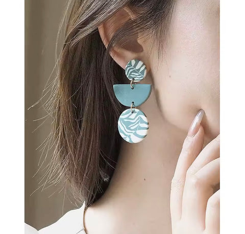 Floral Leaf Zebra Print Earrings