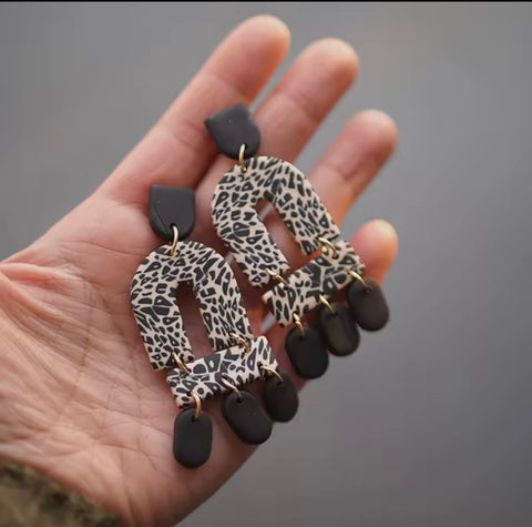 Leopard Print Polymer Clay Earrings