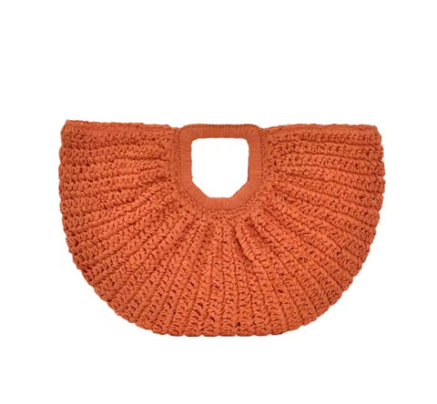 Orange Rattan clutch bag
