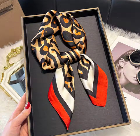 Leopard Print Satin Scarf