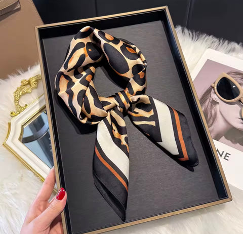 Leopard Print Satin Scarf