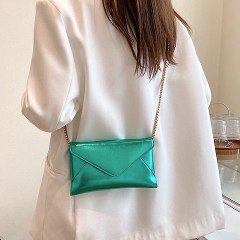 Green Shiny Crossbody/Clutch Bag