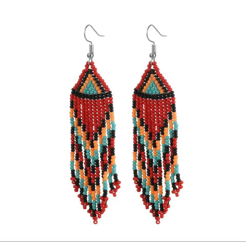 Bohemian Beaded Tassel Earrings