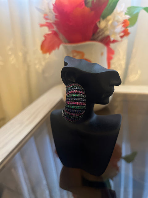 Colorful Half Round Hoop Earrings