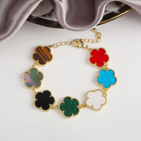 Natural Stone Five Leaf Bracelet