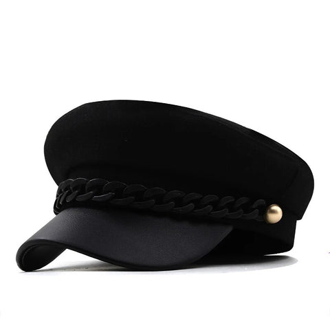 Black British Retro Chain Hat